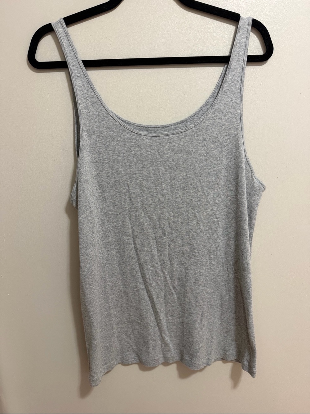 Eileen Fisher Organic Cotton Scoop Neck Tank Top Heather Grey XL Basic